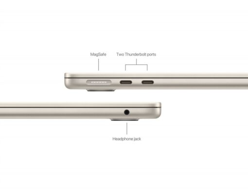 ⁦מקבוק אייר MacBook Air 13" (2024) M3 8C-CPU 8C-GPU/16GB/256GB STARLIGHT MC8J4HB/A⁩ – תמונה ⁦6⁩